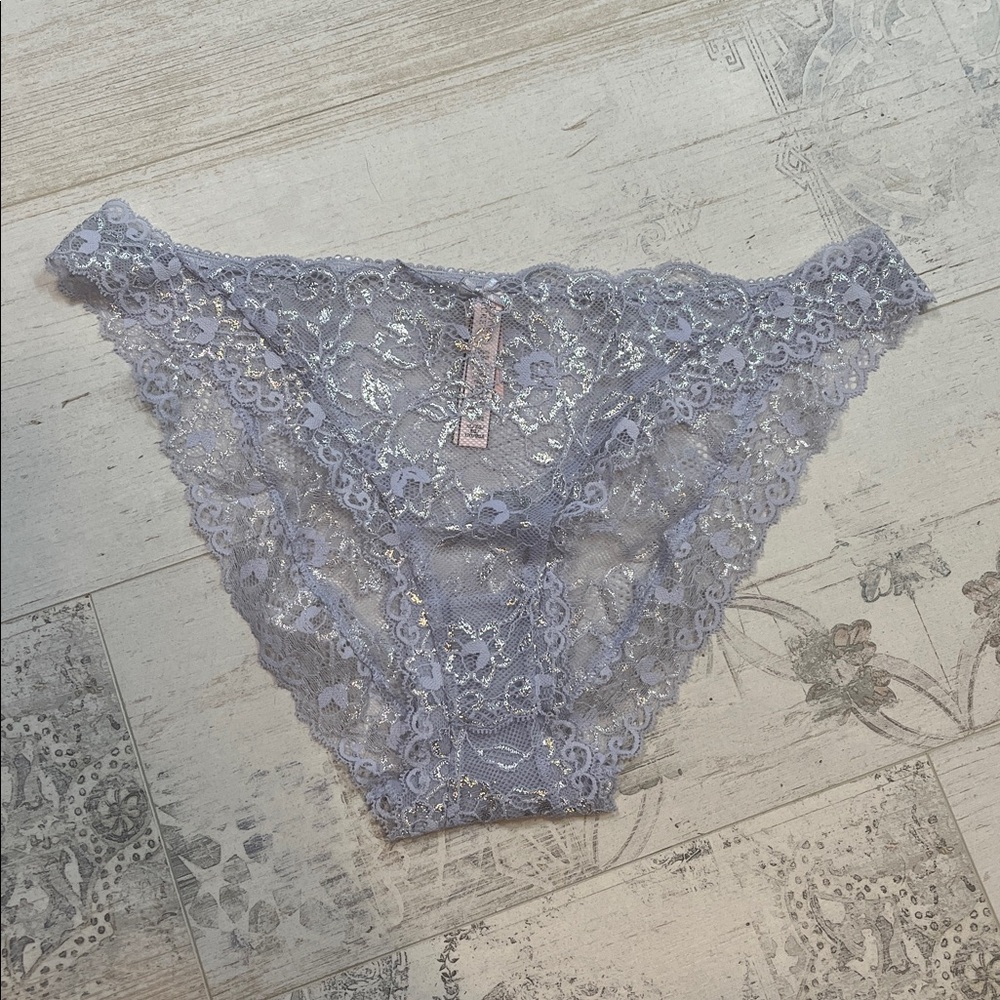 Victoria's Secret Dream Angels Lavender Silver Lace Cheekini Panties XL